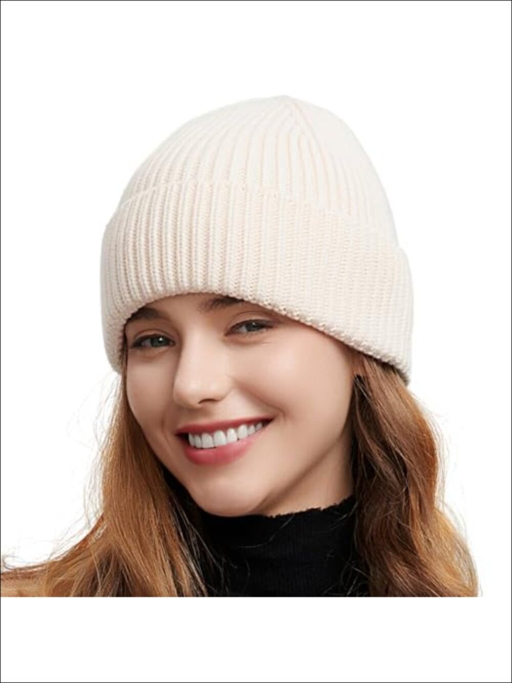 50% Wool Thick Beanie Hat Seamless Cuffed Winter Knit Cap Unisex Adult